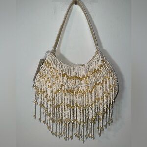 Beaded White and Gold Women's Bag